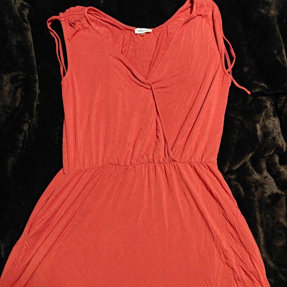 Sugar & Lips burnt orange Jersey dress to with side pockets